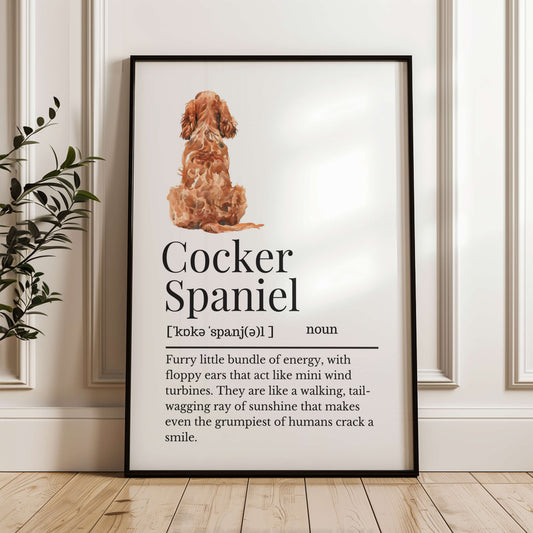 Illustrated Cocker Spaniel Definition Print