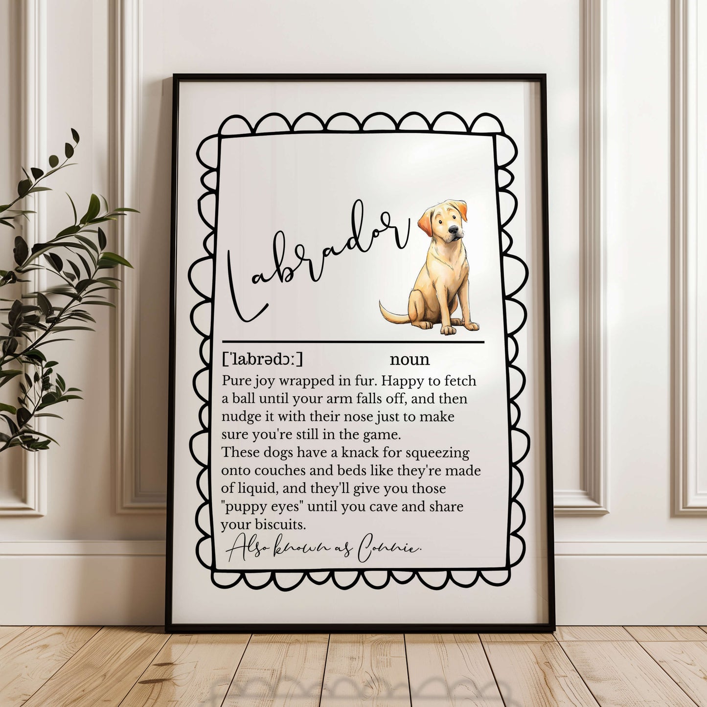 Illustrated Personalised Labrador Definition Print