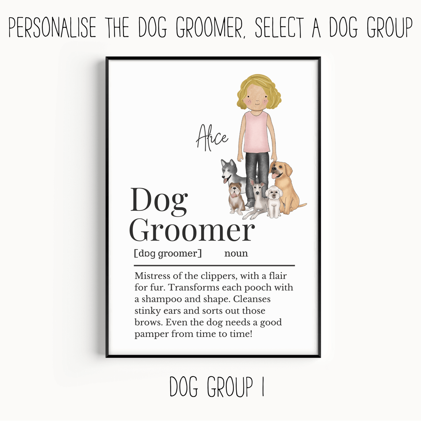 Dog Groomer Definition Print