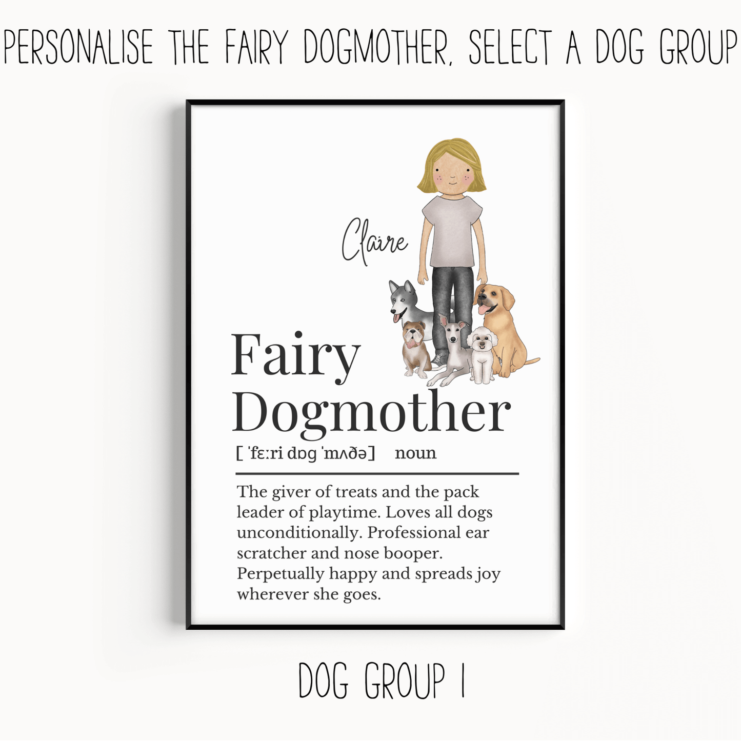 Personalised Fairy Dogmother Definition Print