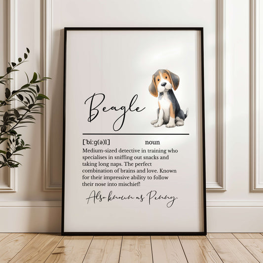 Illustrated Personalised Beagle Definition Print