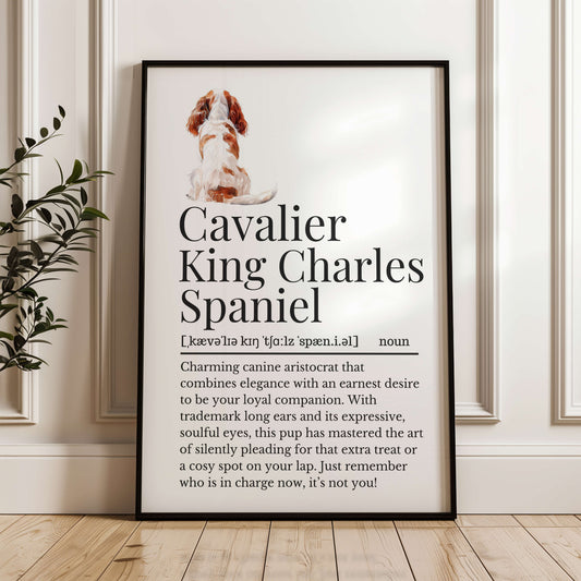 Illustrated Cavalier King Charles Spaniel Definition Print