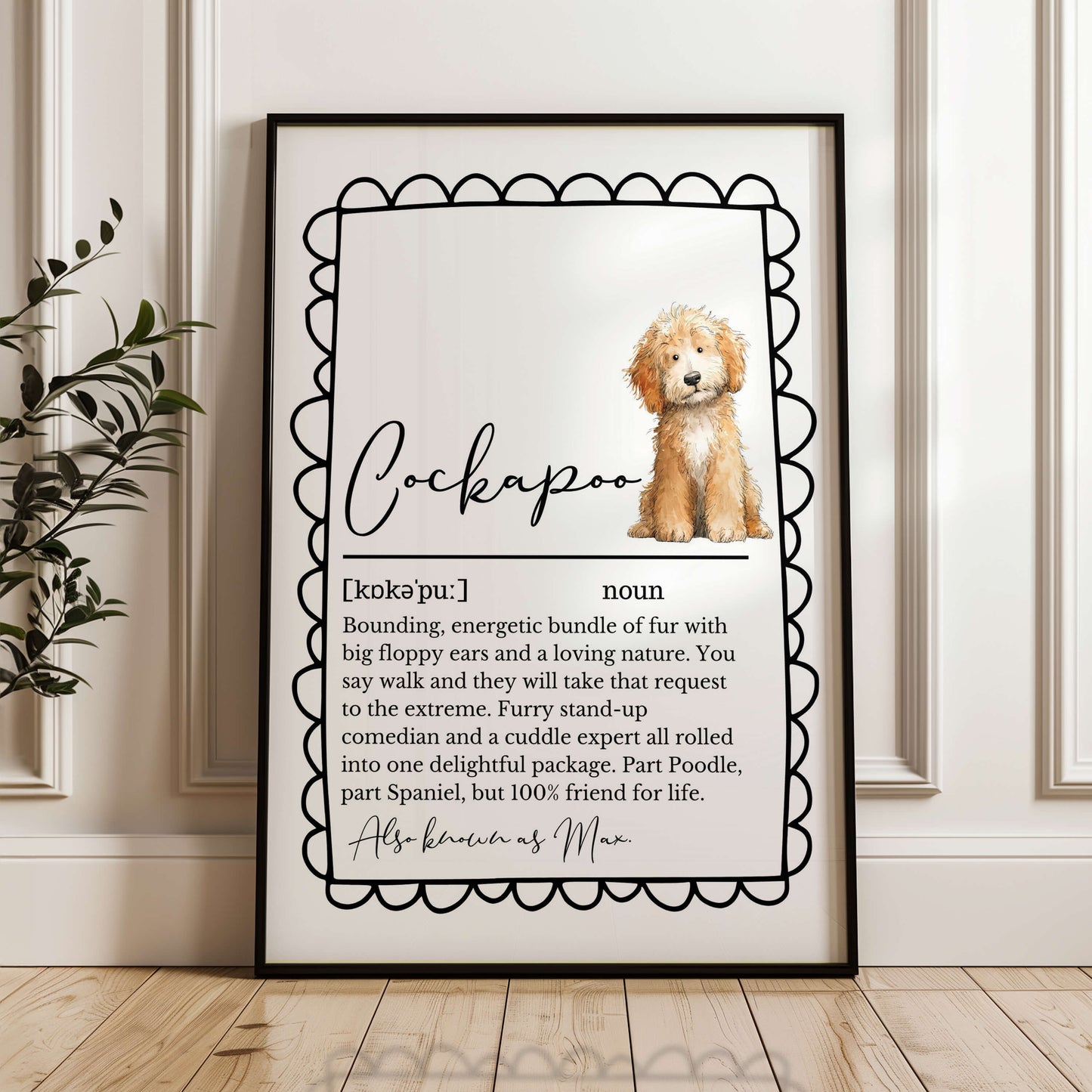 Illustrated Personalised Cockapoo Definition Print