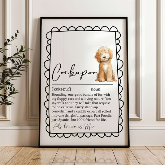 Illustrated Personalised Cockapoo Definition Print