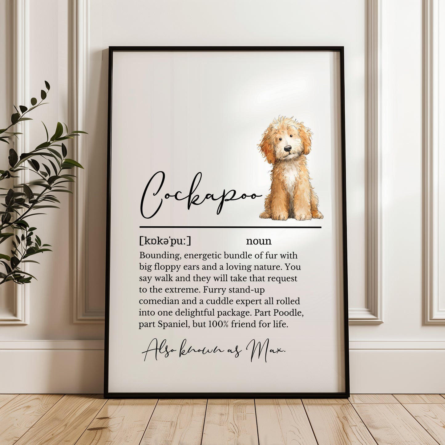 Illustrated Personalised Cockapoo Definition Print