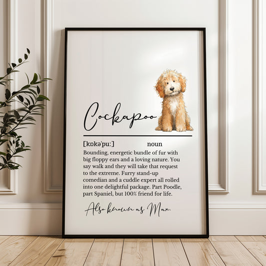Illustrated Personalised Cockapoo Definition Print