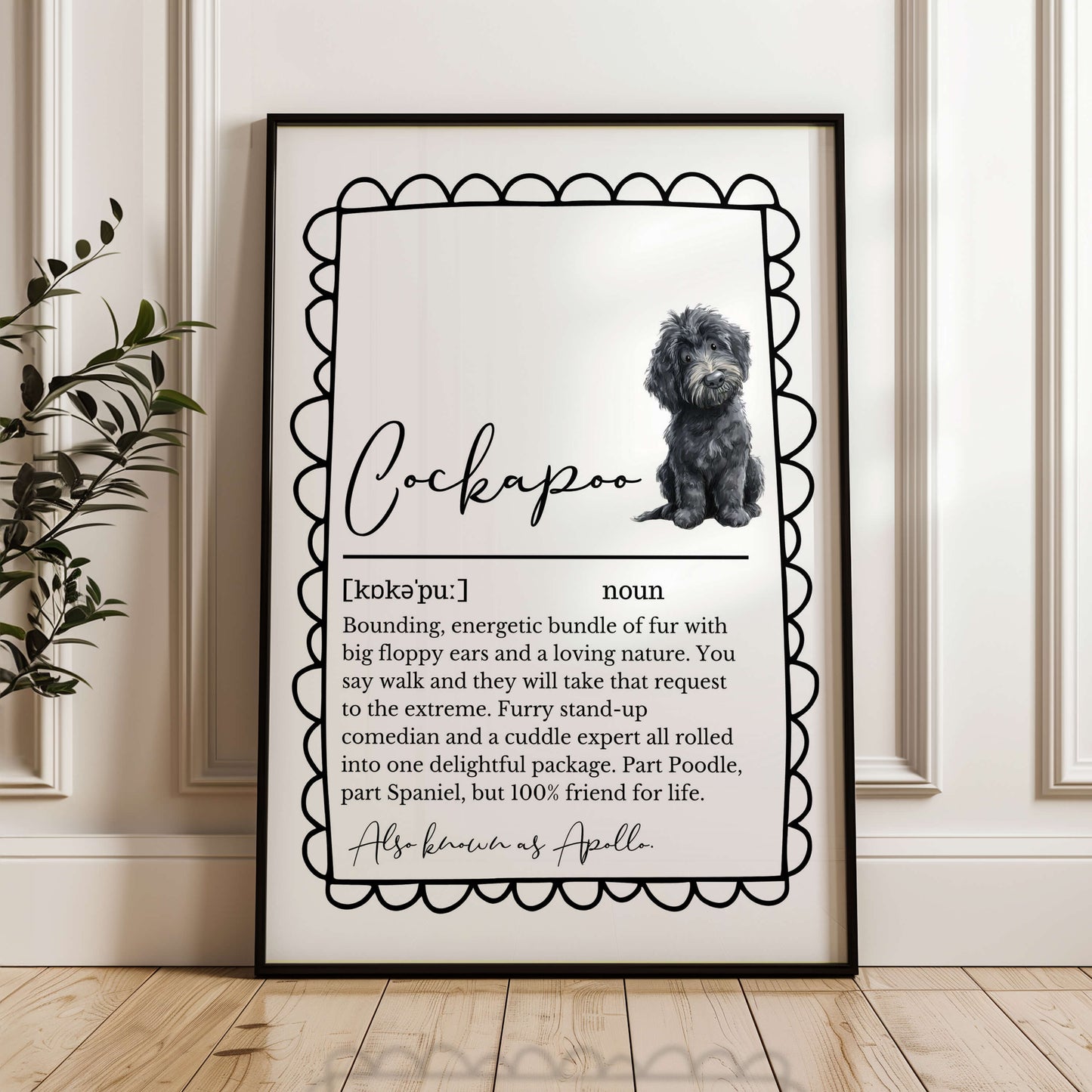 Illustrated Personalised Cockapoo Definition Print
