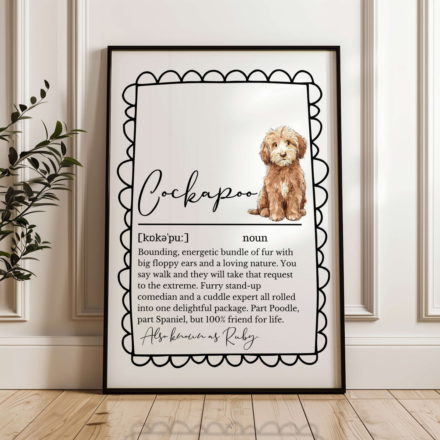 Illustrated Personalised Cockapoo Definition Print