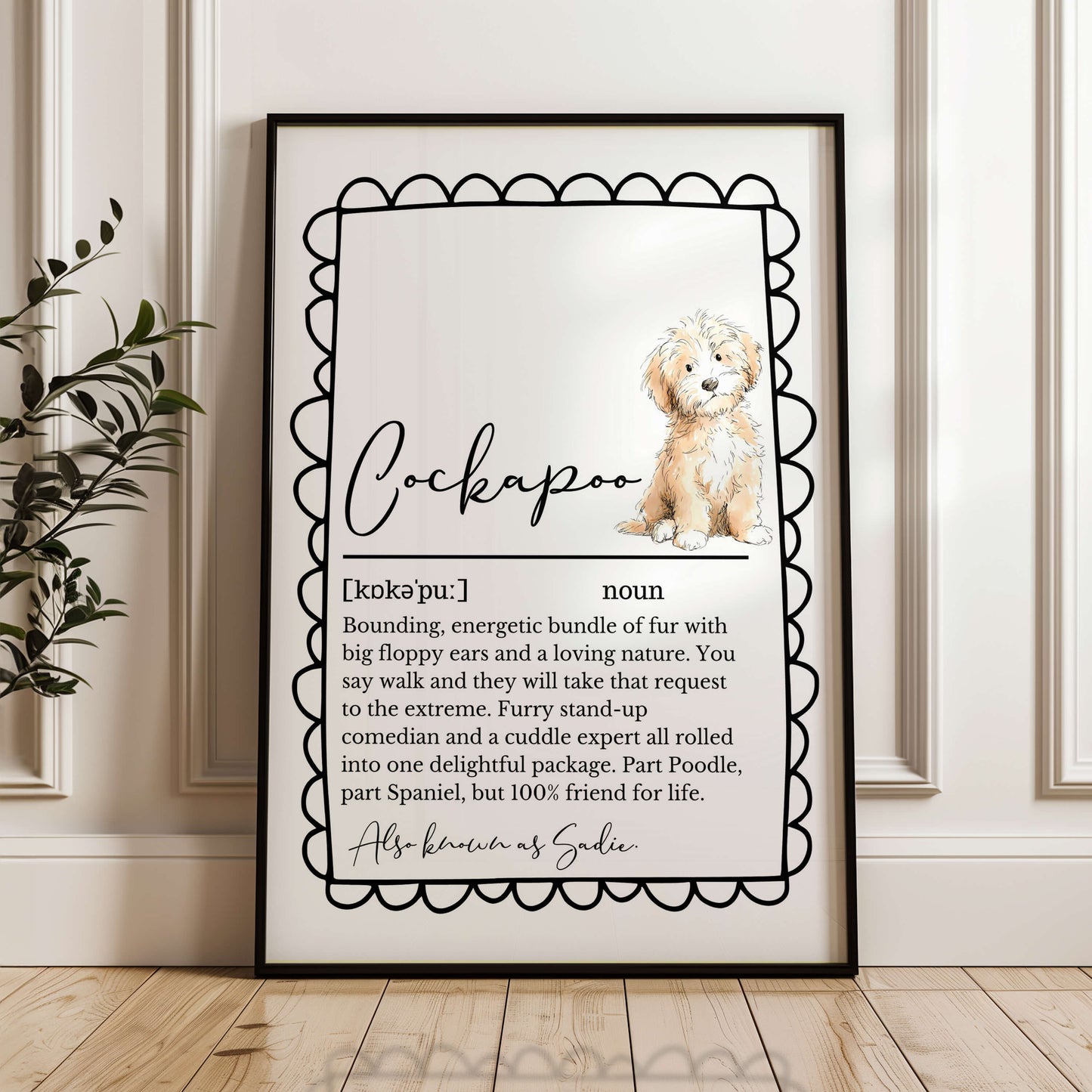 Illustrated Personalised Cockapoo Definition Print