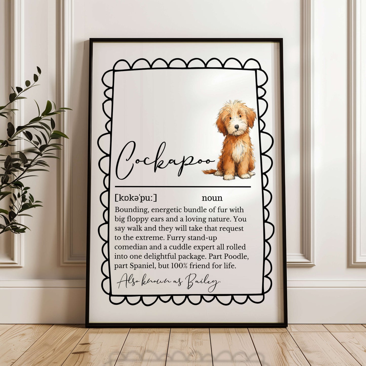 Illustrated Personalised Cockapoo Definition Print