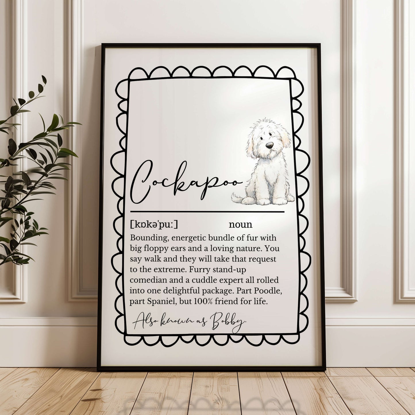 Illustrated Personalised Cockapoo Definition Print