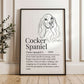 Illustrated Line Art Cocker Spaniel Definition Print Personalisable