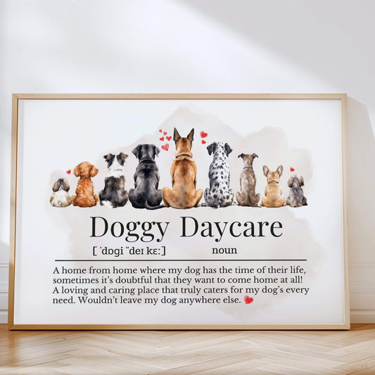 Doggy Daycare Illustrated Definition Print