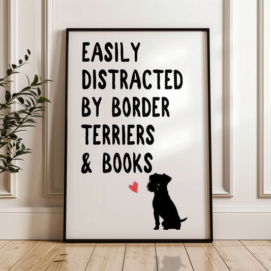 Easily Distracted By Border Terriers and Books