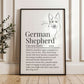 Illustrated Line Art German Shepherd Definition Print Personalisable