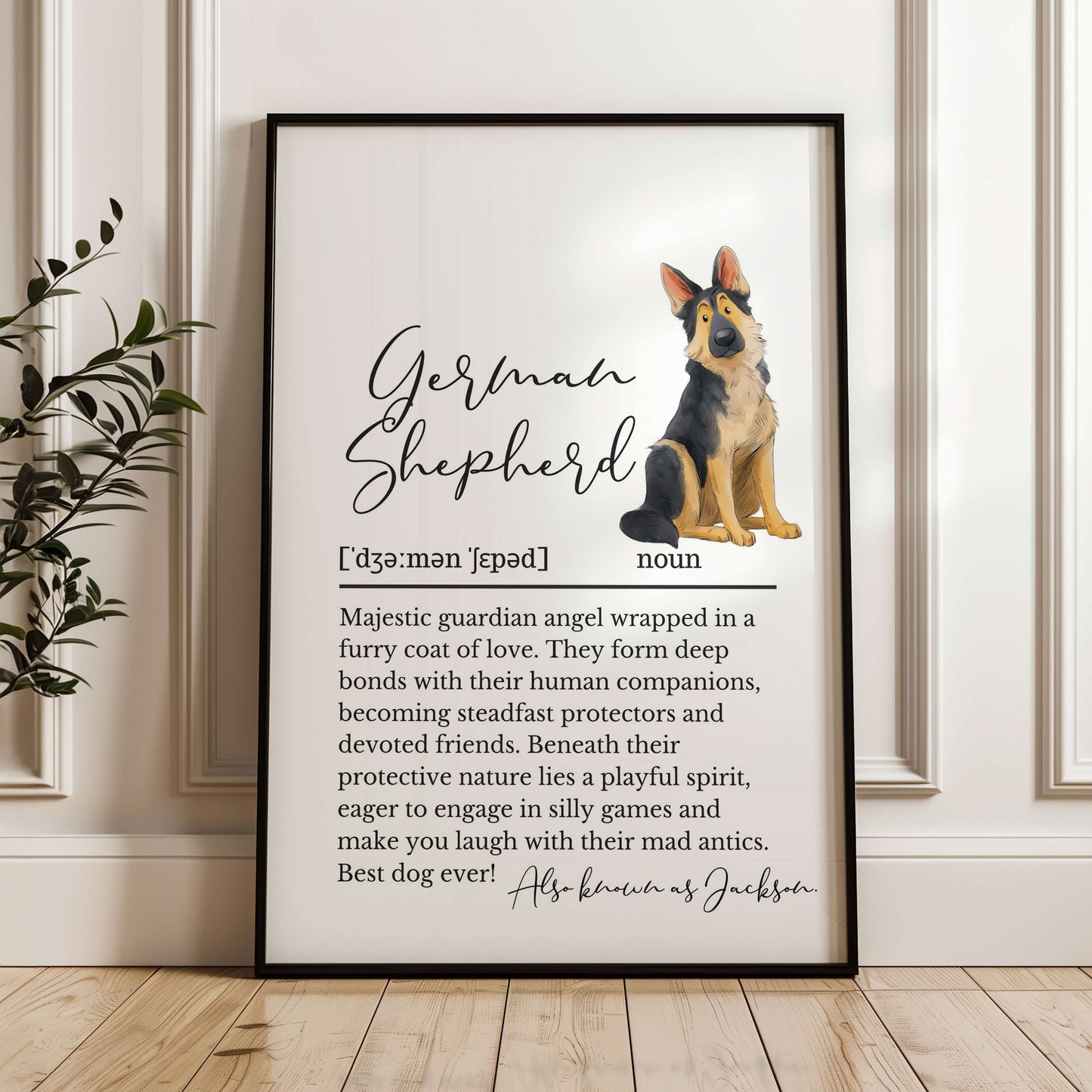 Illustrated Personalised German Shepherd Definition Print