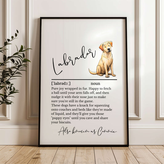 Illustrated Personalised Labrador Definition Print
