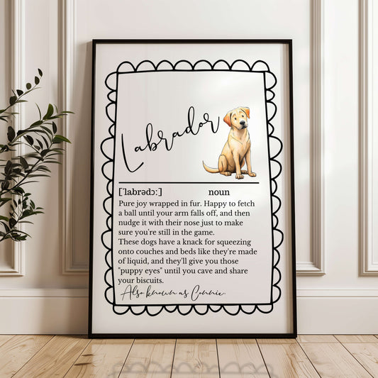 Illustrated Personalised Labrador Definition Print