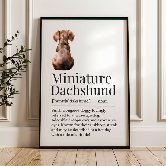 Miniature Dachshund Illustrated Definition Print