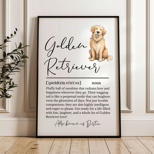 Personalised Golden Retriever Definition Print