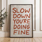 Slow Down You're Doing Fine Print